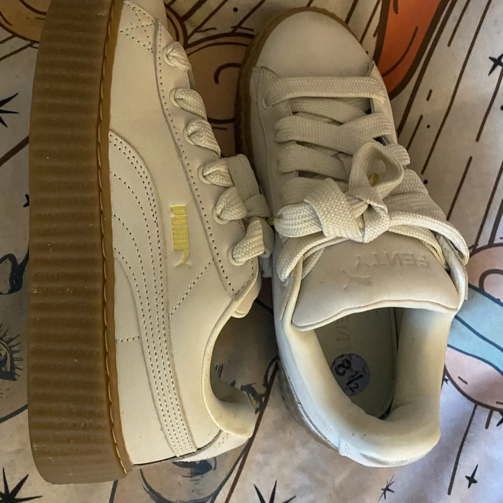 Fenty Cream Sneakers with Brown Soles - Picture 1 of 4